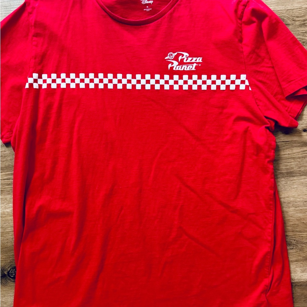 Old Navy Red Graphic Tee with White Checker Stripe
